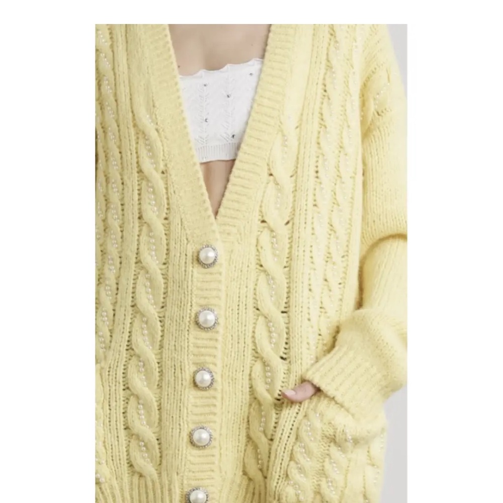 Alessandra Rich Lemon Cable Knit Cardigan